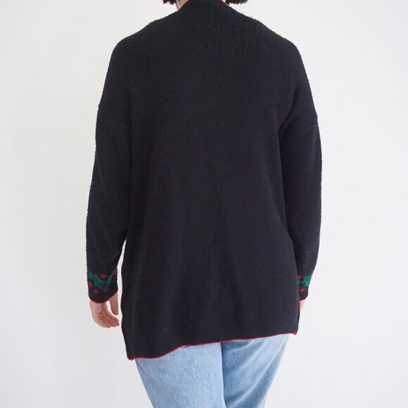 Vintage Style Studio Black Christmas Ornament Bell Stocking Holiday Cardigan M - Picture 2 of 11